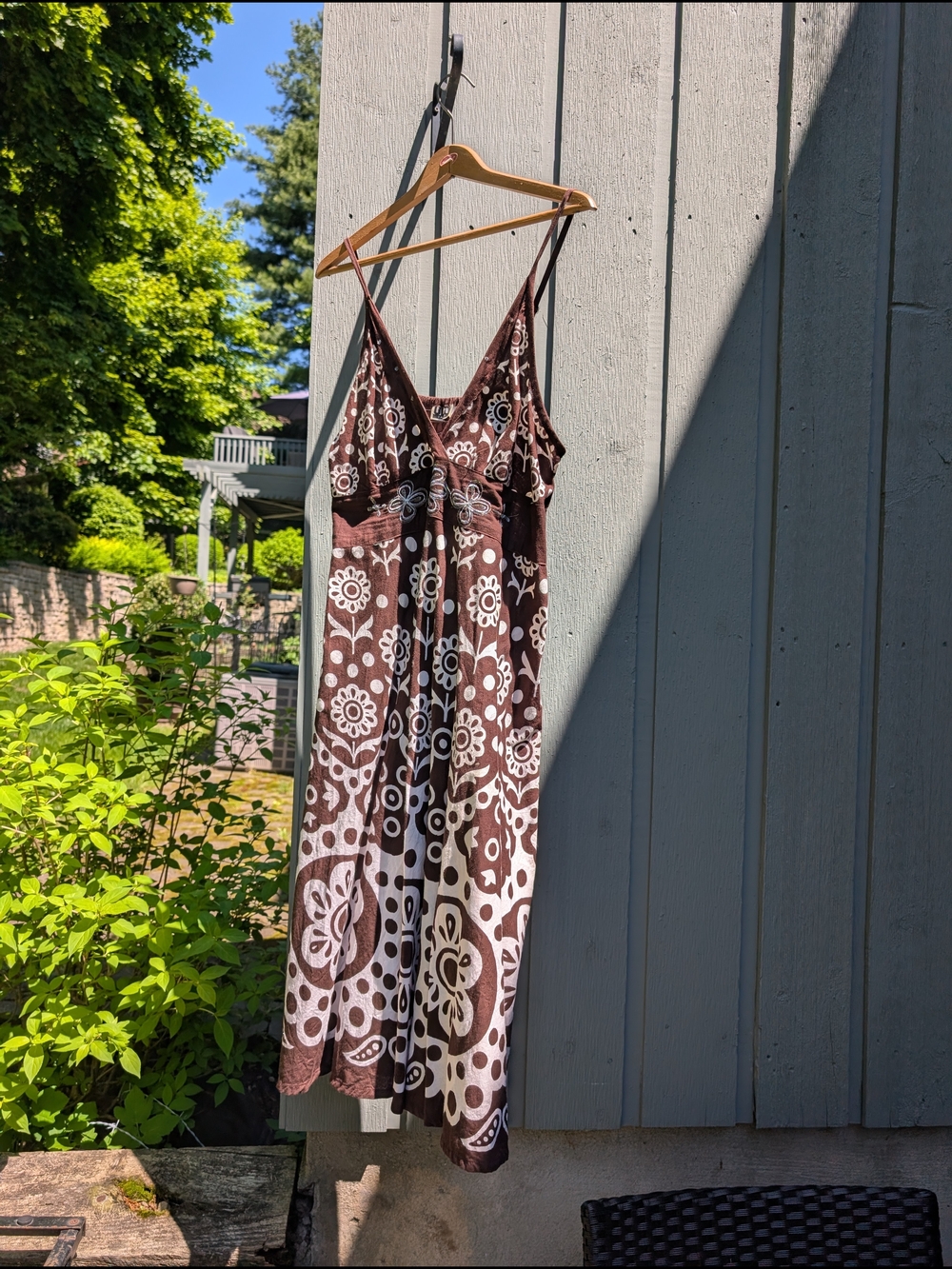 Uniti Casual Brown and White Floral Midi Sundress